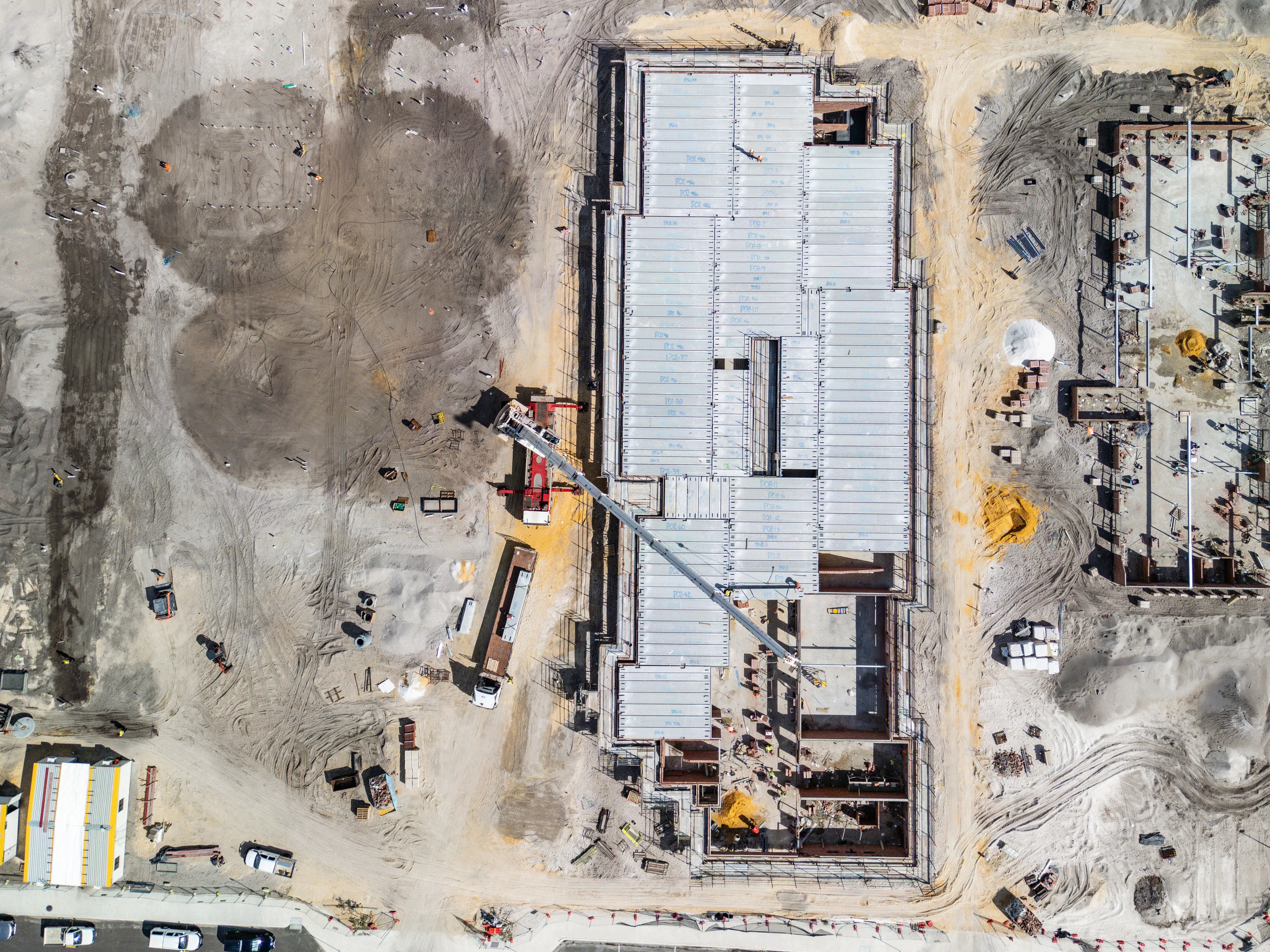Drone shot of construction at AIC Stage 2