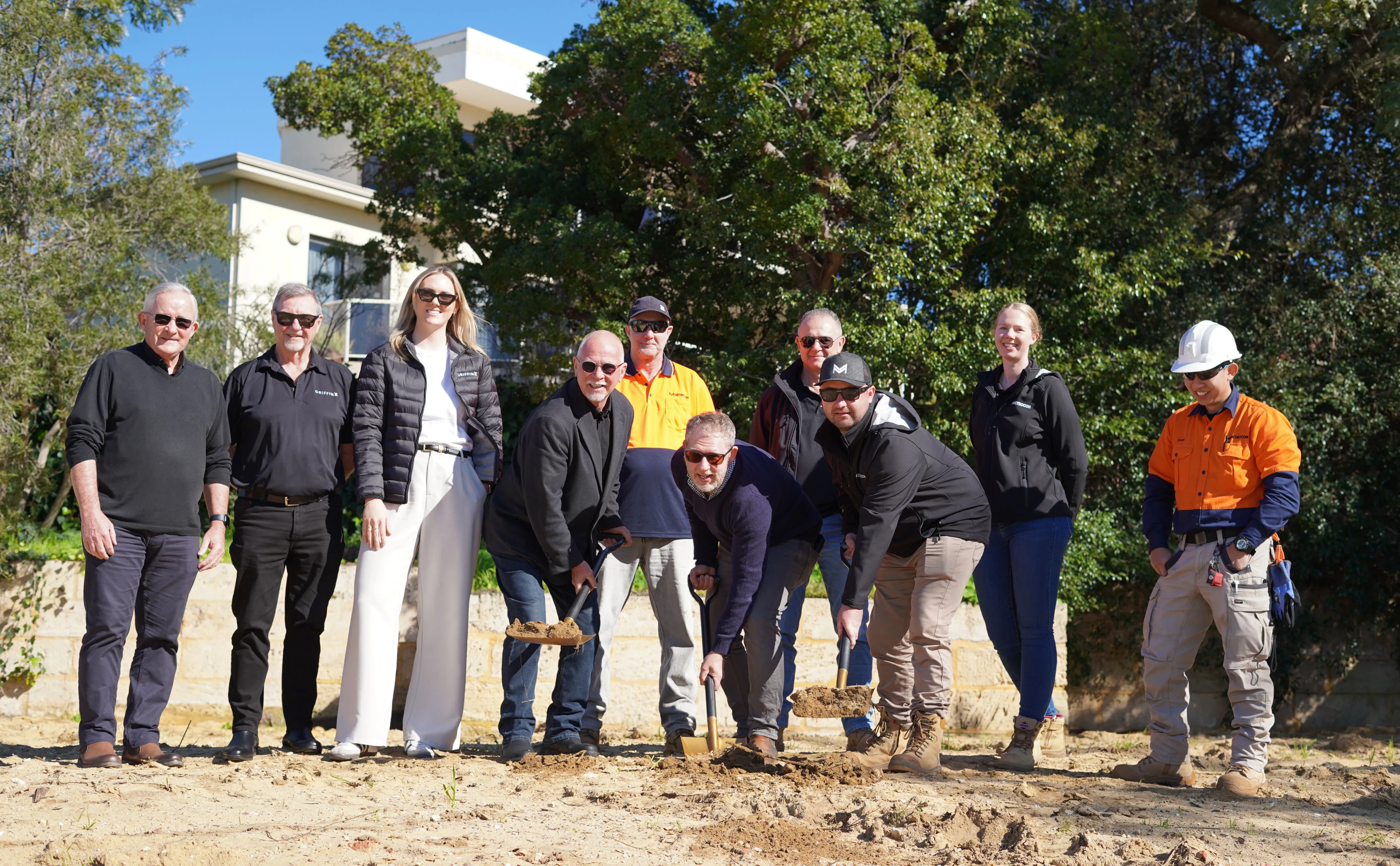 Photo of Metrocon and partners at soil turning ceremony in Nedlands for Nouveau Nedlands